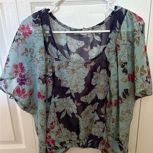 Forever 21 Multicolor Floral Sheer Blouse